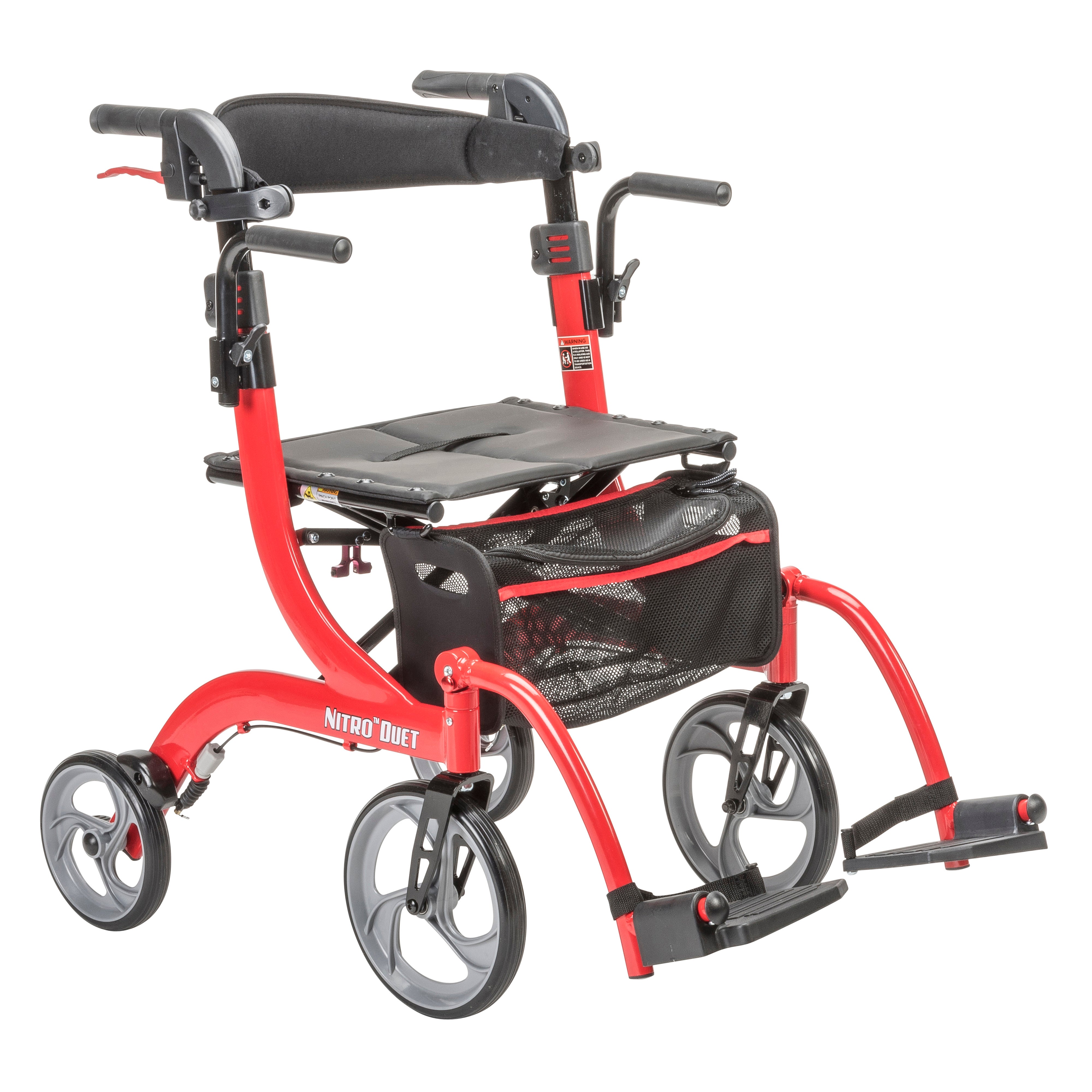 Nitro Duet Dual Function Transport Wheelchair and Rollator Rolling Walker
