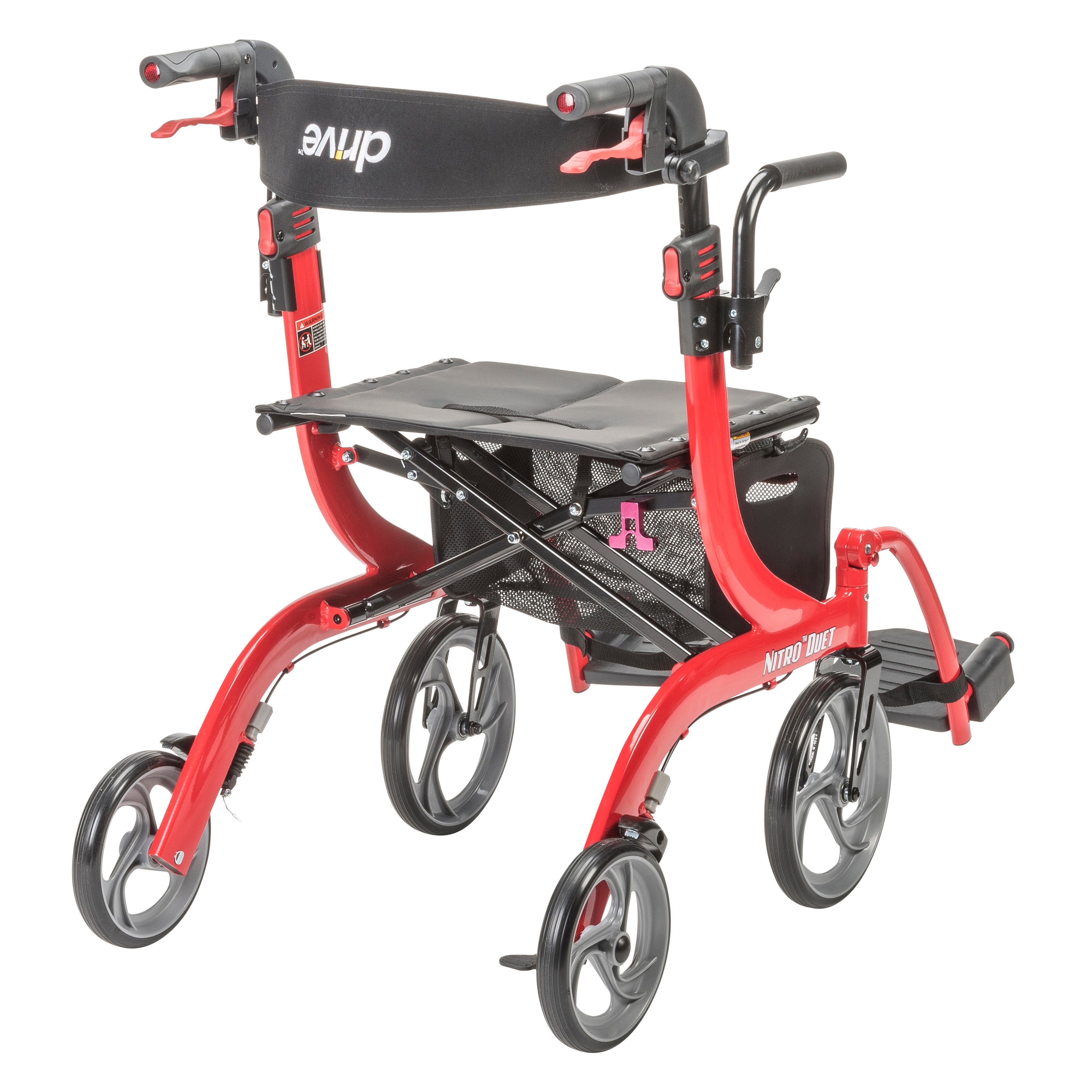 Nitro Duet Dual Function Transport Wheelchair and Rollator Rolling Walker