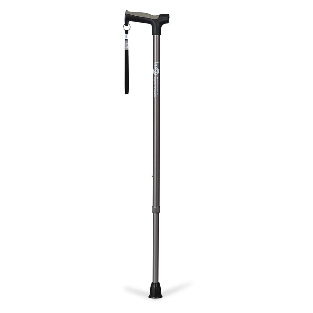 Adjustable Offset Handle Cane with Reflective Strap
