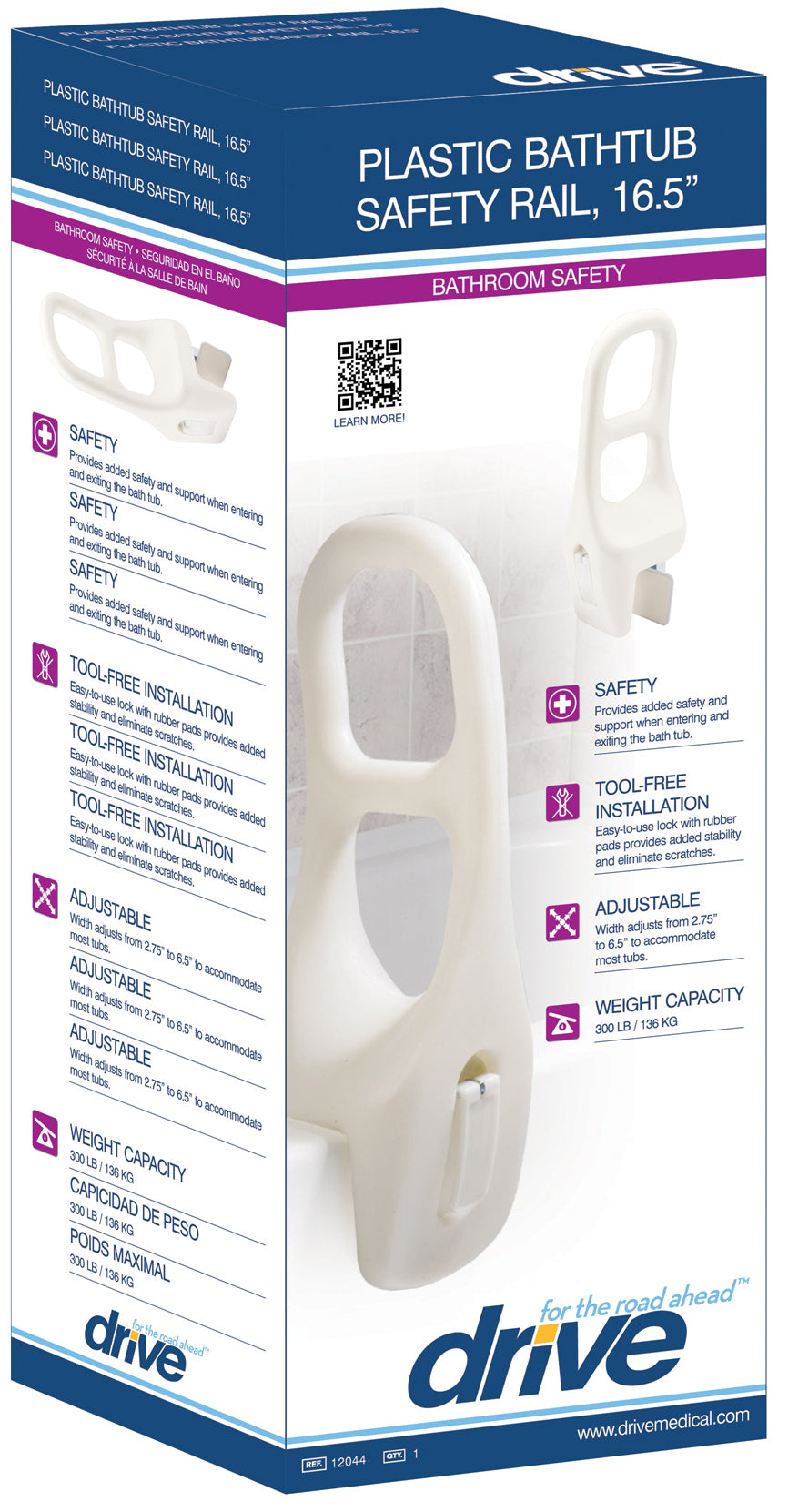 Bath Shower Tub Grab Rail, 16.5"