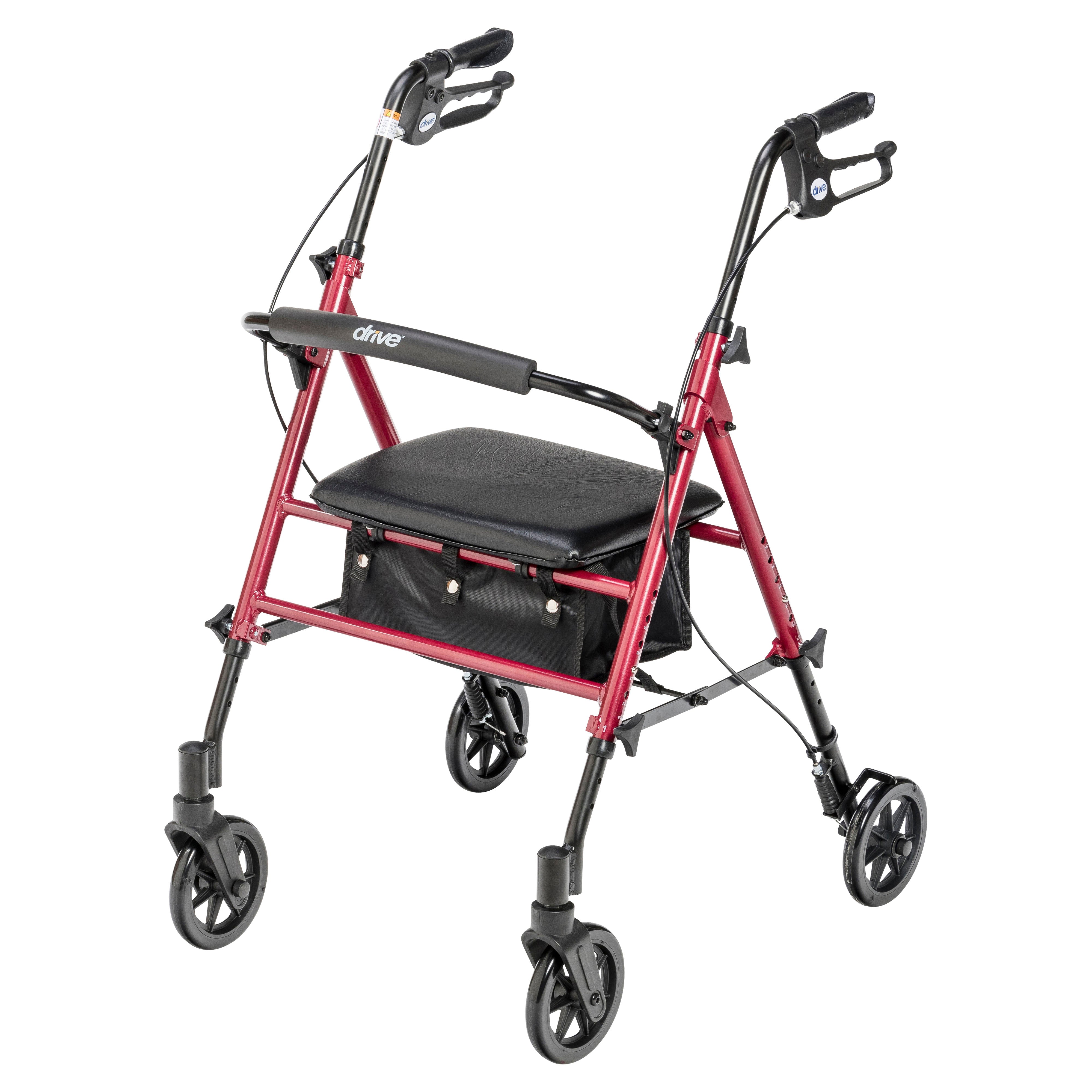Adjustable Height Rollator Rolling Walker with 6" Wheels