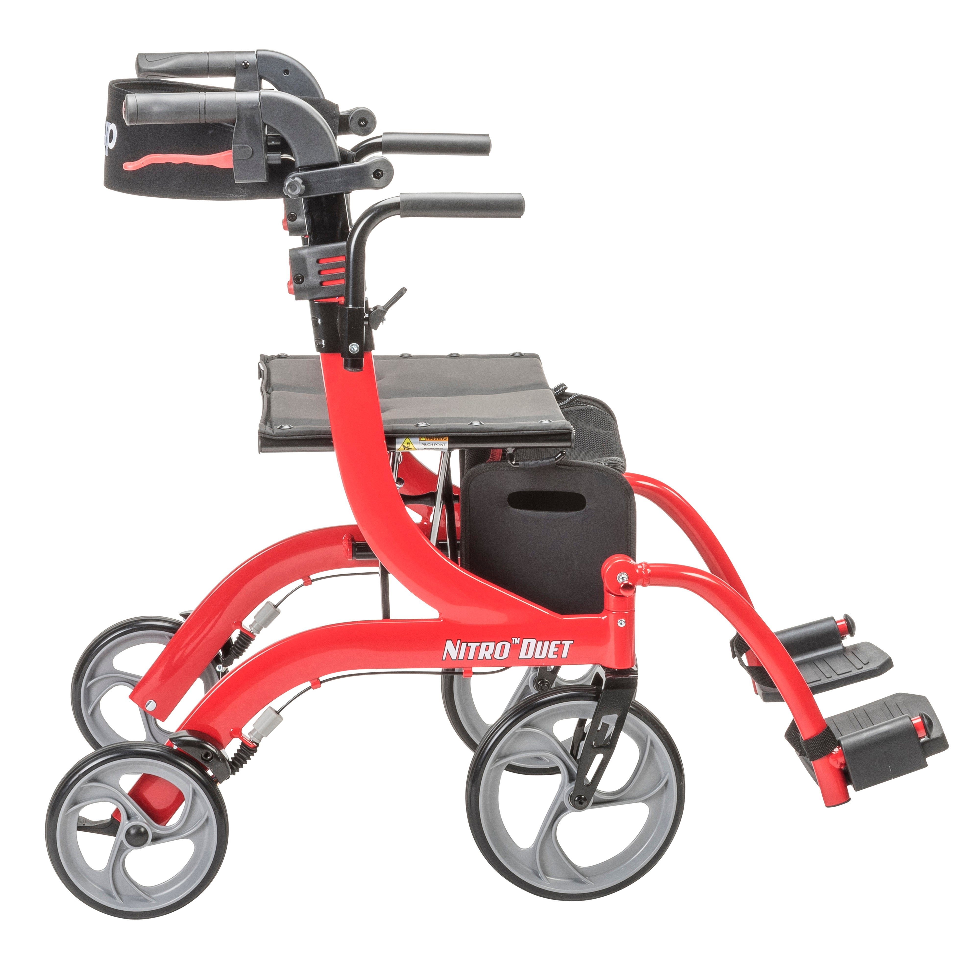 Nitro Duet Dual Function Transport Wheelchair and Rollator Rolling Walker