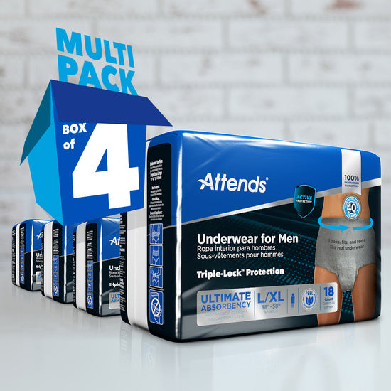 Attends Discreet Men's Underwear, Large/X-Large