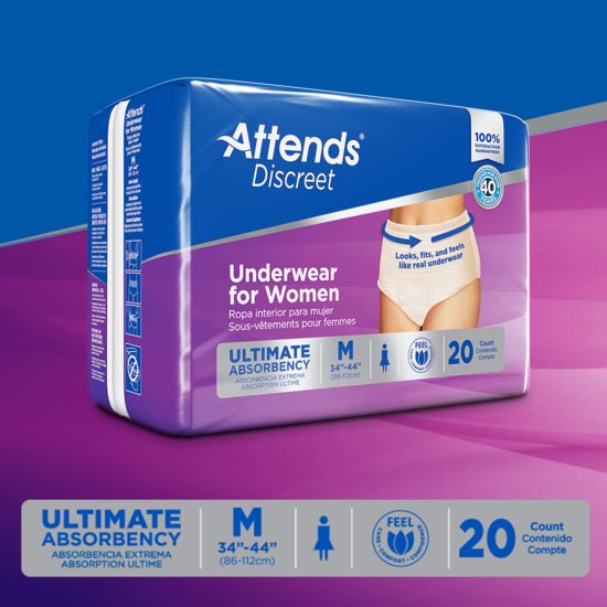 Attends Discreet Women's Underwear, Medium