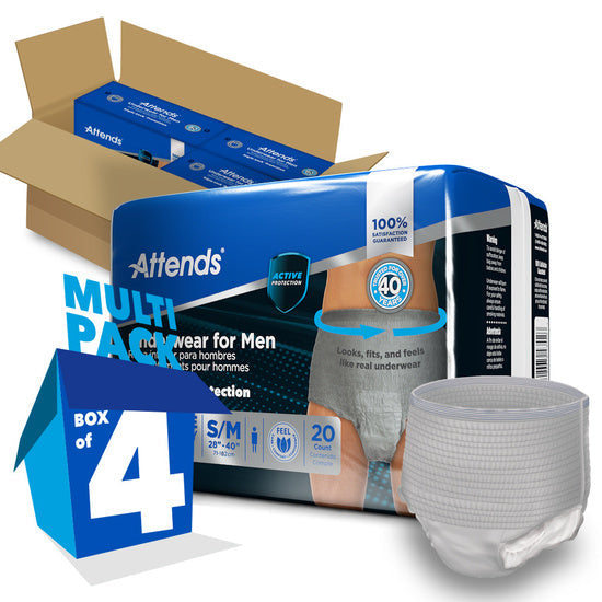 Attends Discreet Men's Underwear, Small/Medium