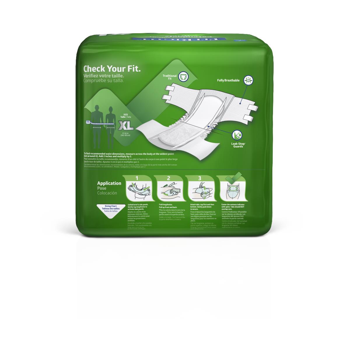 Medline Extended-Wear High-Capacity Adult Incontinence Brief, Extra Large, 57"-65"