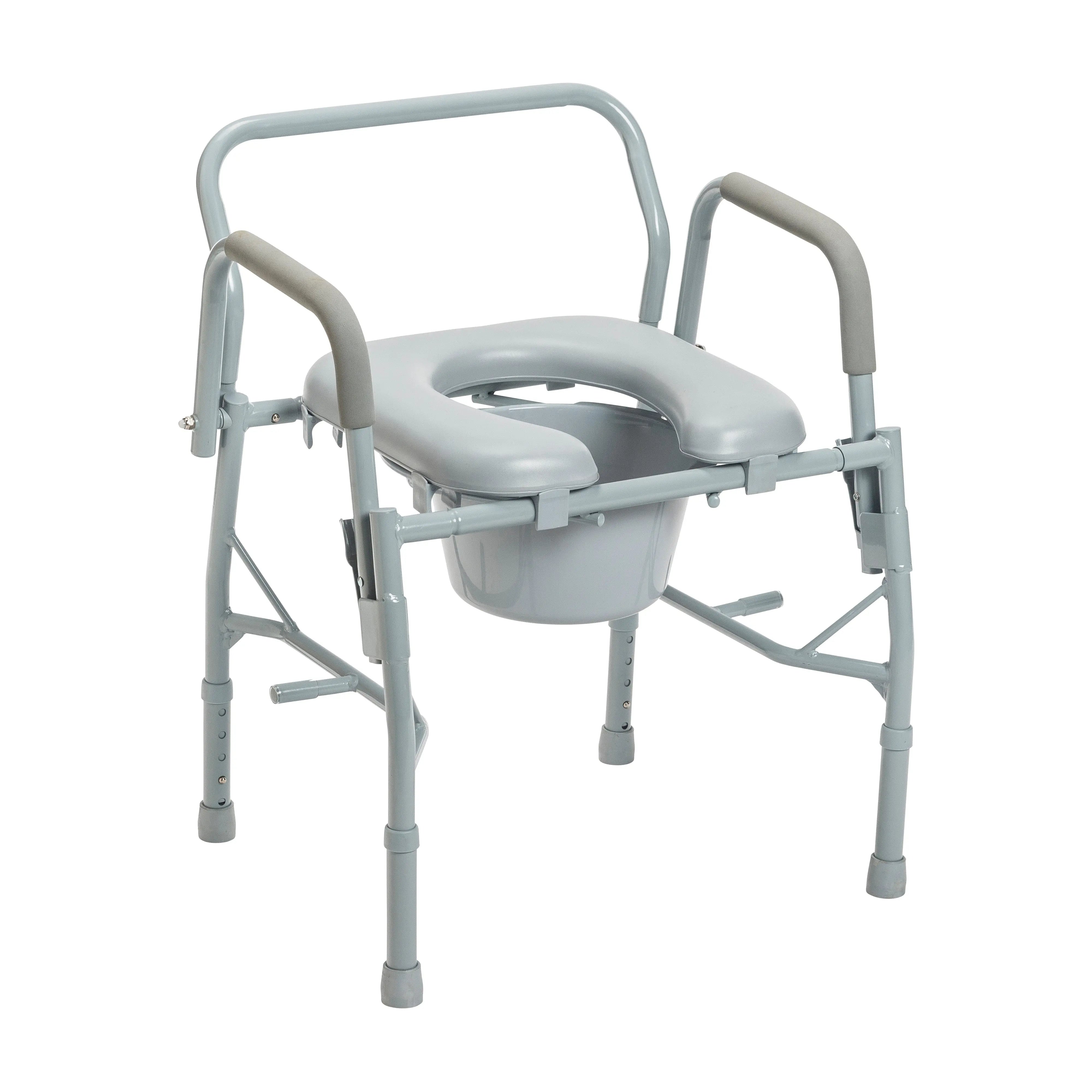 Steel Drop Arm Bedside Commode with Padded Seat & Arms - Home Health Store Inc