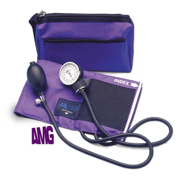 AMG 106-350 EA/1 COLOR PRO  SPHYGMOMANOMETER, ADULT PURPLE  LATEX FREE (10-16IN) WITH CARRY CASE (NON-RETURNABLE) 