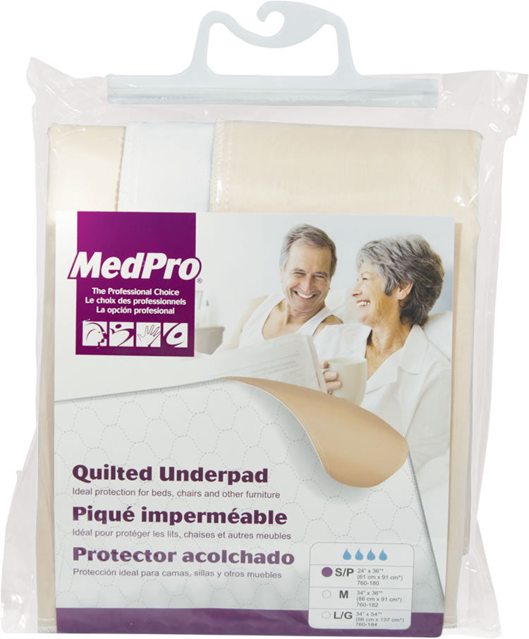 AMG 760-182 EA/1 REUSABLE UNDERPAD WHITE MEDIUM 34IN X 36IN, MODERATE-HEAVY ABSORBENCY, QUILTED