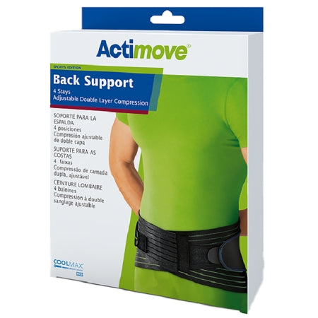 BSN 7554124 EA/1 ACTIMOVE BACK SUPPORT, 4 STAYS, ADJUSTABLE DOUBLE LAYER COMPRESSION, XXL, BLACK