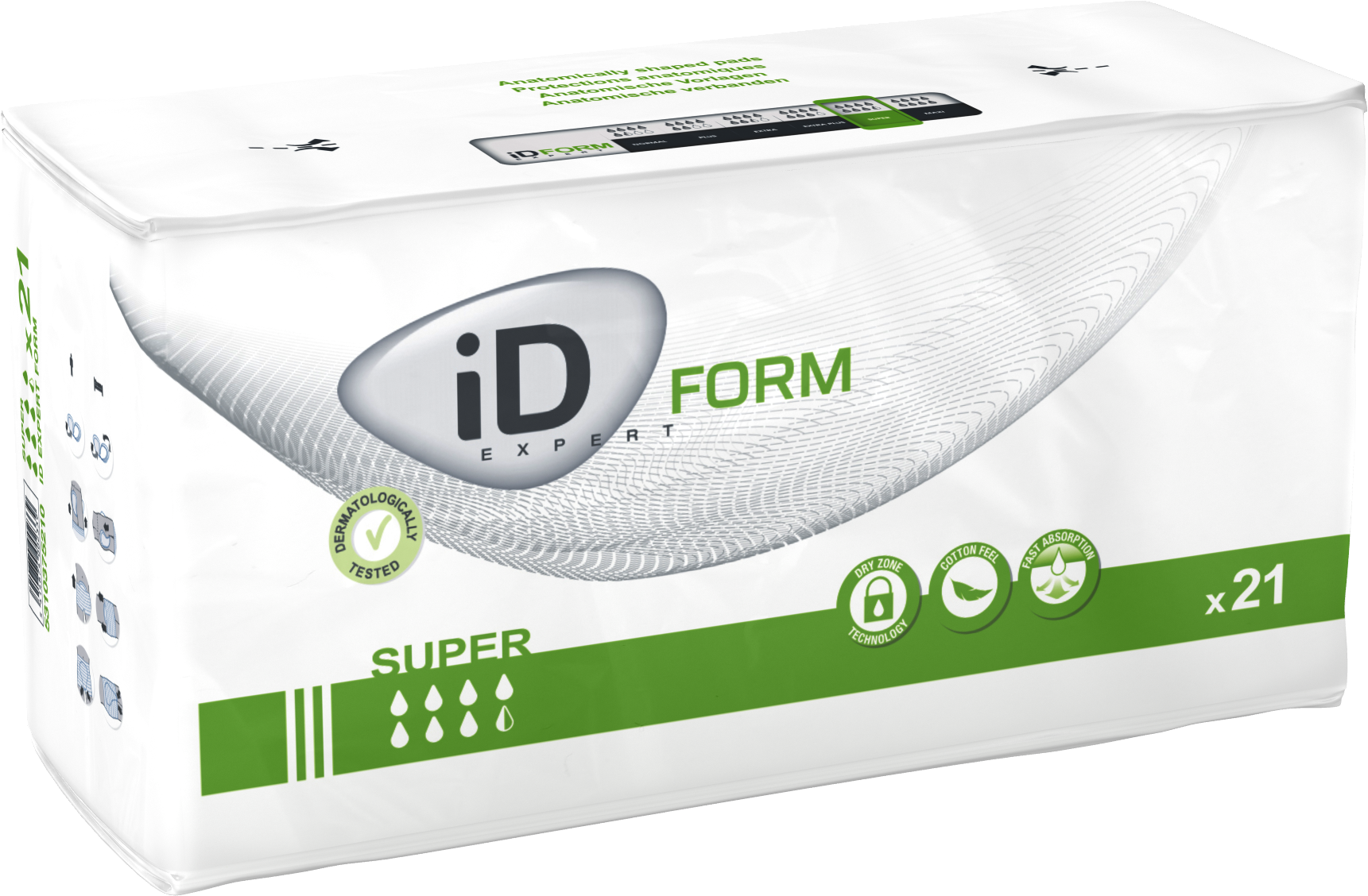 ID 5310375210 CS/4 (21/PKG) ID FORM SUPER SHAPED PADS, 2 PIECE SYSTEM, SIZE 3, 3200 ML ABSORBENCY 