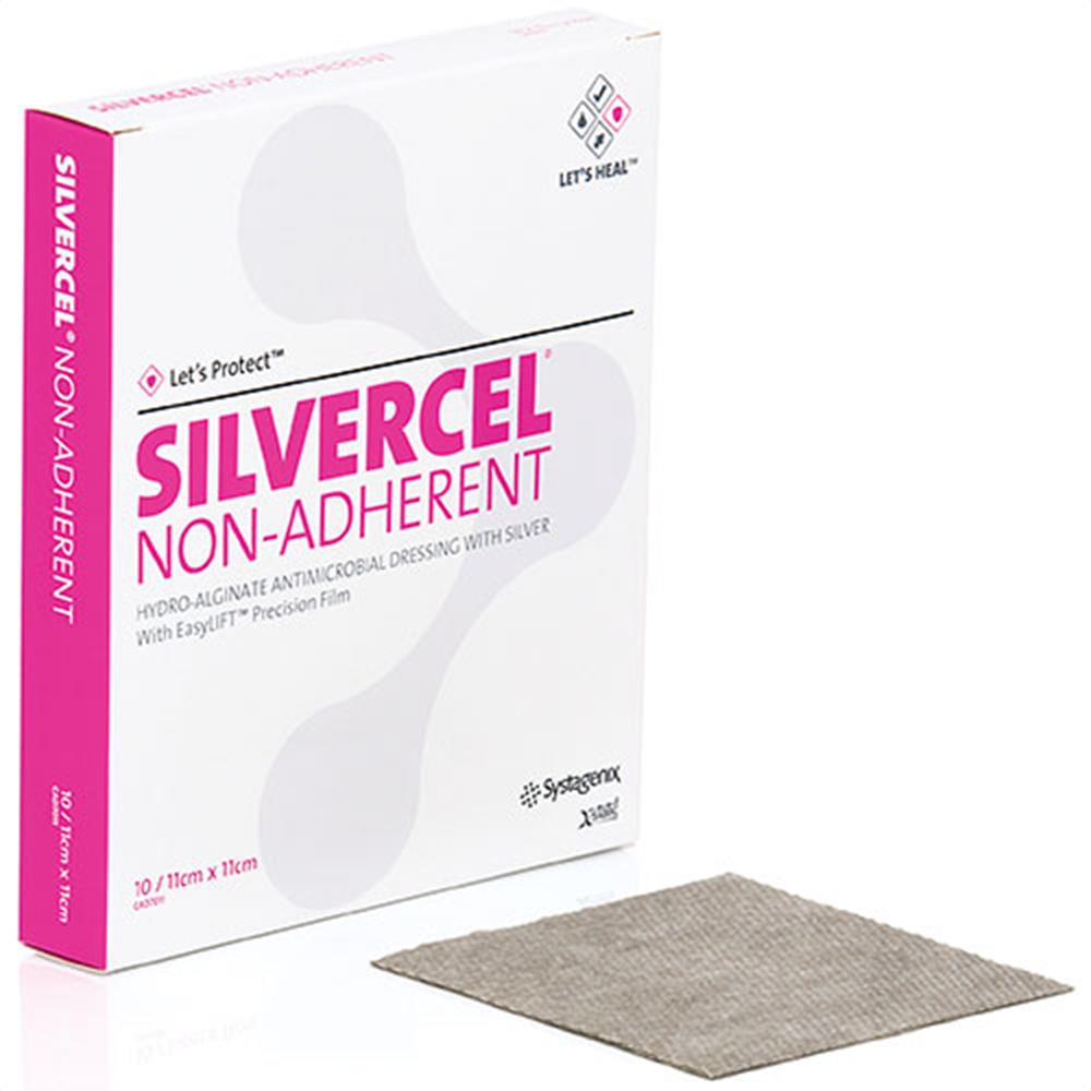 JNJ CAD7011 BX/10 SILVERCEL NON-ADHERENT HYDRO-ALGINATE ANTIMICROBIAL DRESSING WITH SILVER 11CM X11CM