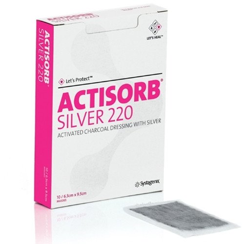 JNJ MAS065 (CS5) BX/10 ACTISORB® SILVER 220 ACTIVATED CHARCOAL DRESSING WITH SILVER 6.5CM X 9.5CM